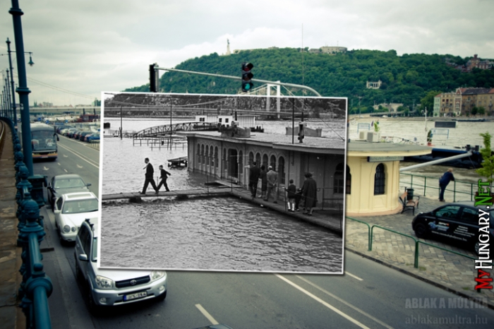Budapest, V. Pesti alsó rakpart, Vigadó téri hajóállomás árvíz idején